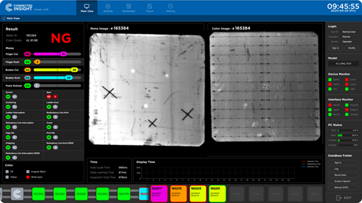 Wafer internal crack inspection software screen