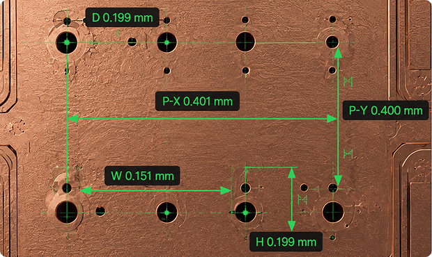 Copper plate pattern hole and spacing inspection image 2