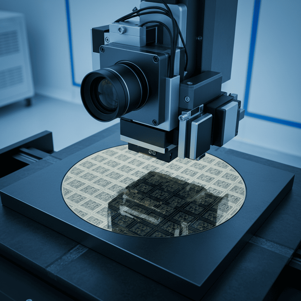 Scene of non-contact inspection of wafer surface and micro-pattern condition